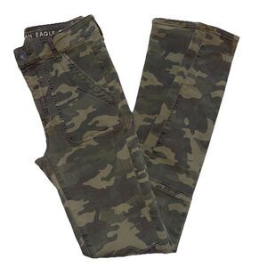 American Eagle Green Camo Print  X-Long Hi-Rise Jegging Women's Size 2